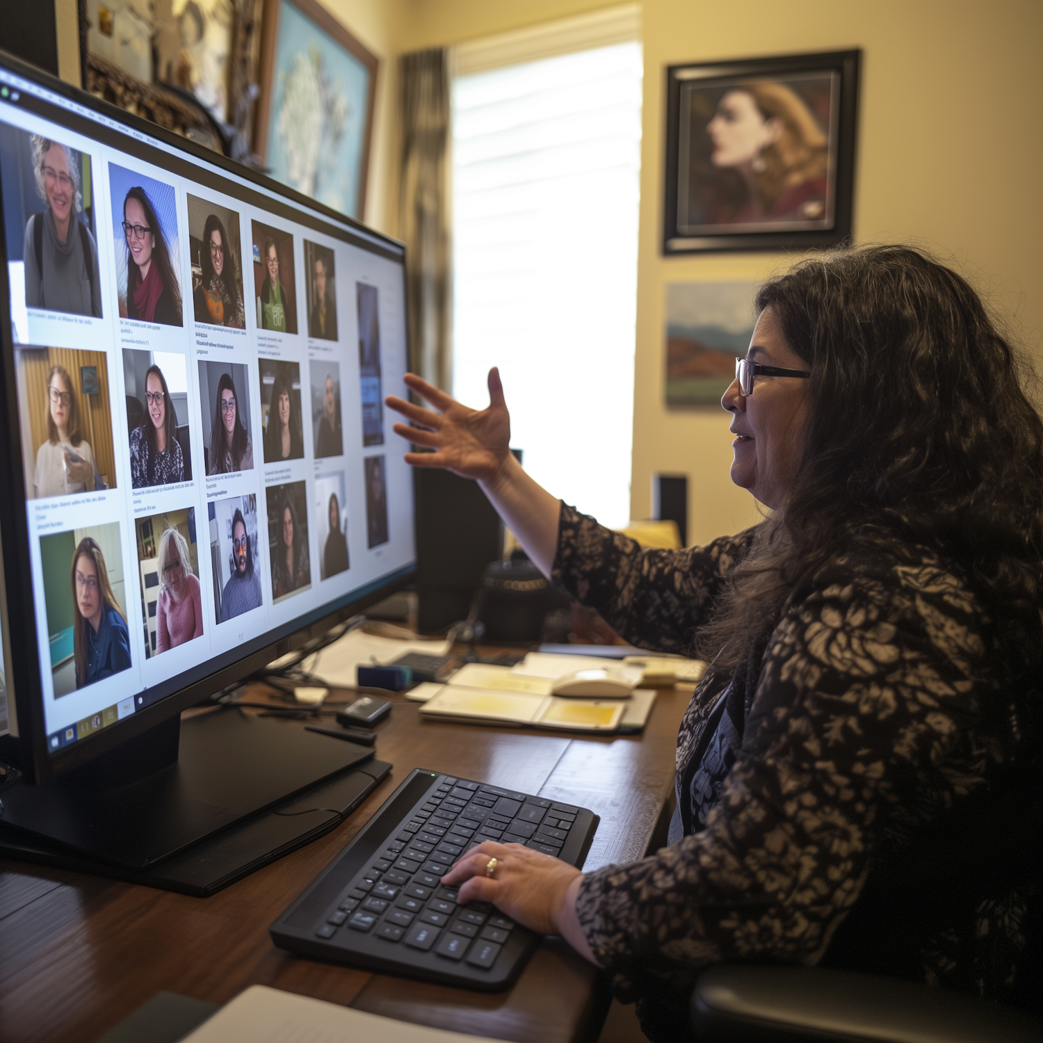 A confident and successful salesperson working remotely from a modern home office setup, symbolizing the achievement of a high-ticket sales role.