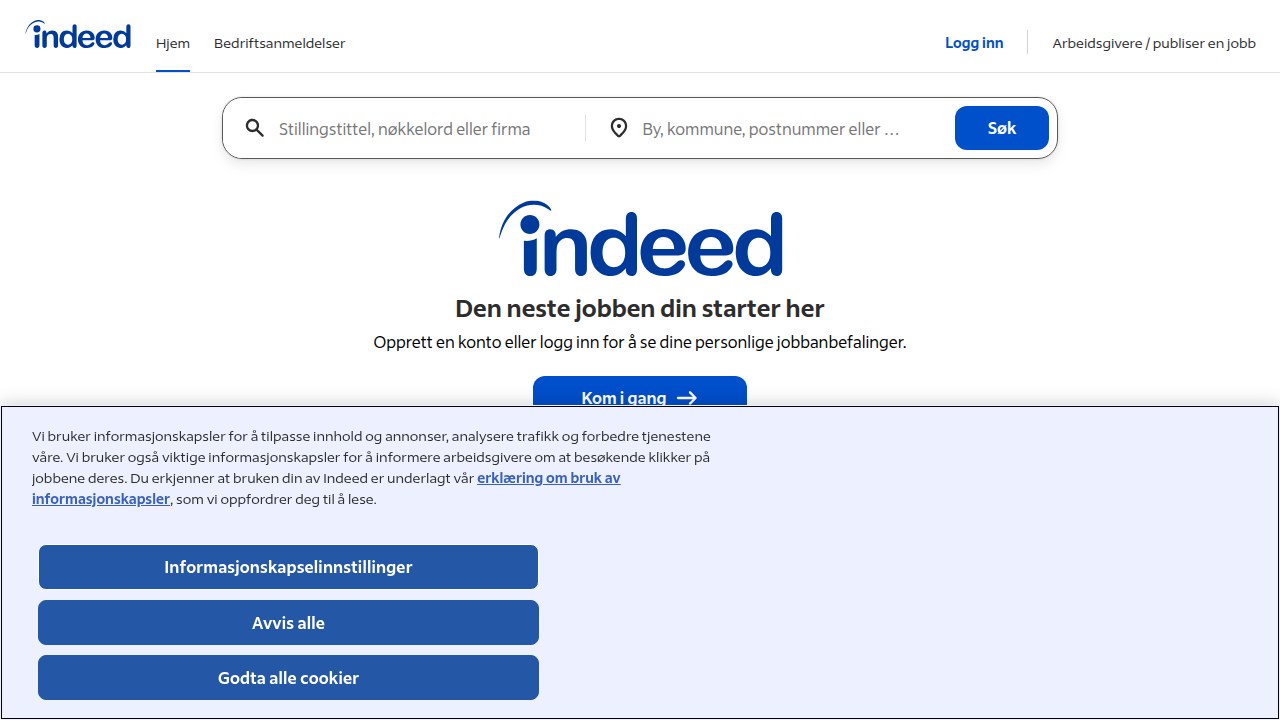 The familiar search interface of a traditional job board like Indeed, which often requires extensive filtering due to a high volume of listings.