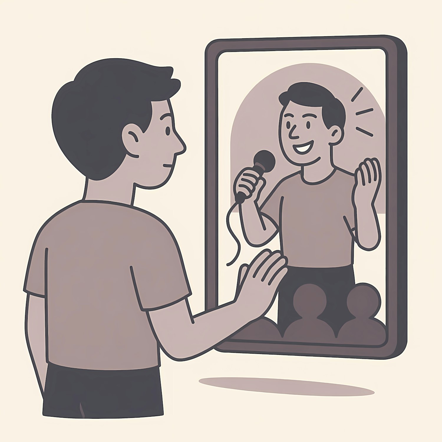 A person rehearsing a sales pitch, demonstrating the importance of practicing communication skills to stand out in high-ticket sales.